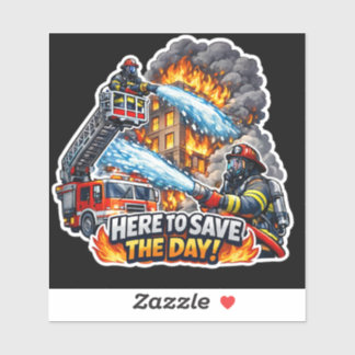 Firefighter Save the Day Sticker
