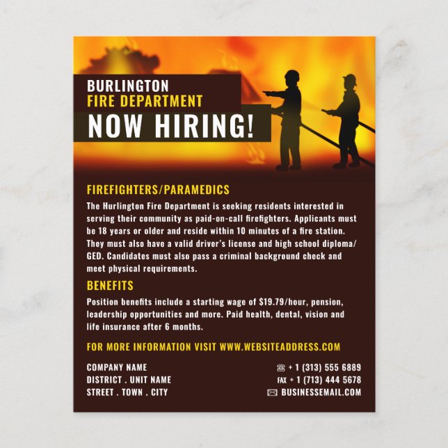Firefighter Scene, Firefighter Recruitment Flyer (Front)