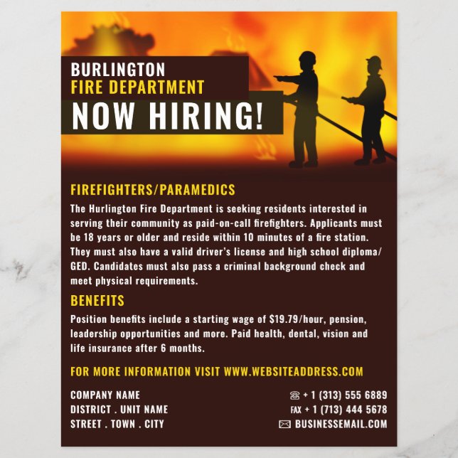 Firefighter Scene, Firefighter Recruitment Flyer (Front)