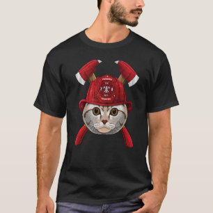 Firefighter Scottish Fold Fireman Boys Kids Fire R T-Shirt