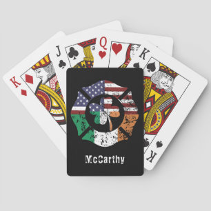 Firefighter Shield Red Line Flag Irish Name Playing Cards
