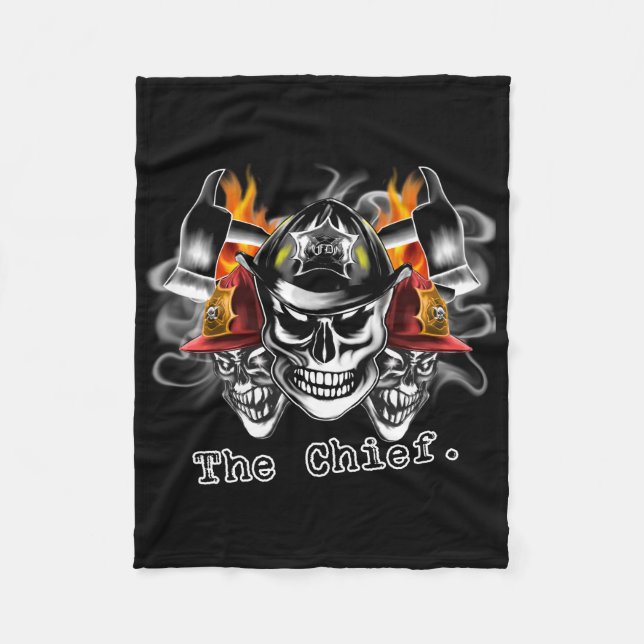 Firefighter Skull: The Chief Fleece Blanket (Front)