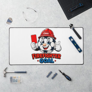 Firefighter Soccer Referee Mascot Desk Mat