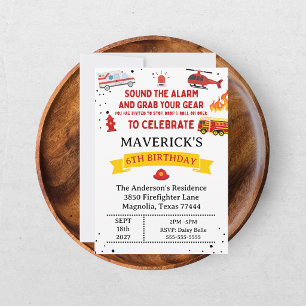 Firefighter Sound The Alarm Birthday Invitation