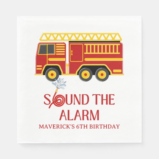 Firefighter Sound The Alarm Birthday Napkin (Front)