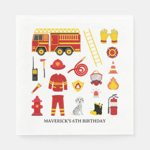 Firefighter Sound The Alarm Birthday Napkin