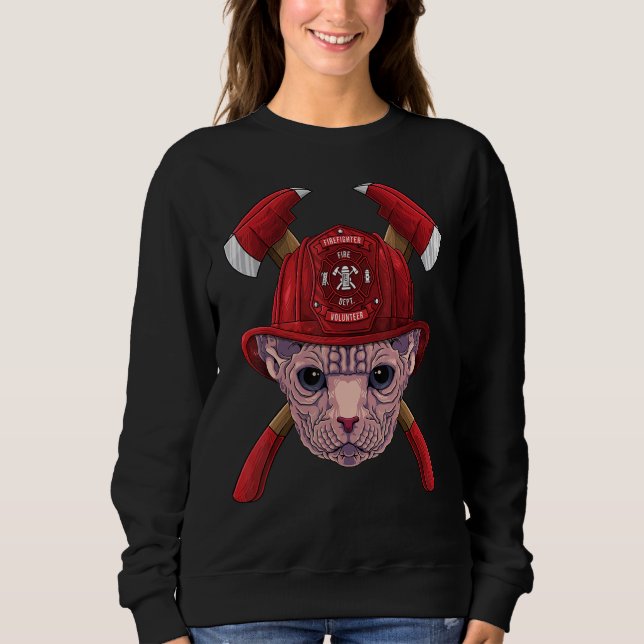 Firefighter Sphynx Fireman Boys Kids Fire Rescue C Sweatshirt (Front)