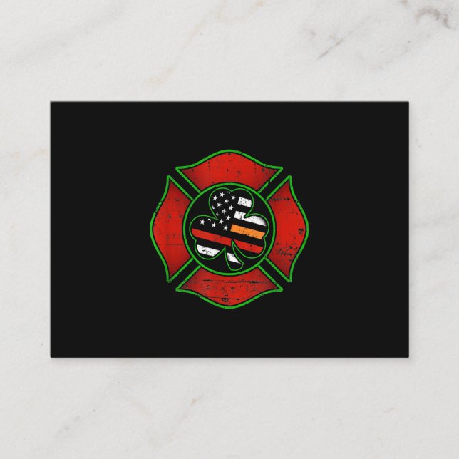 Firefighter St Patricks Day Irish American Flag Business Card (Front)