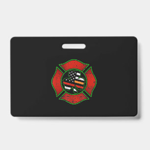 Firefighter St Patricks Day Irish American Flag ID Badge