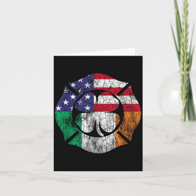 Firefighter St Patrick's Day Irish Flag Shamrock M Card (Front)