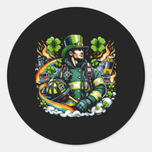 Firefighter St Patricks Day Men Fireman Fire Depar Classic Round Sticker
