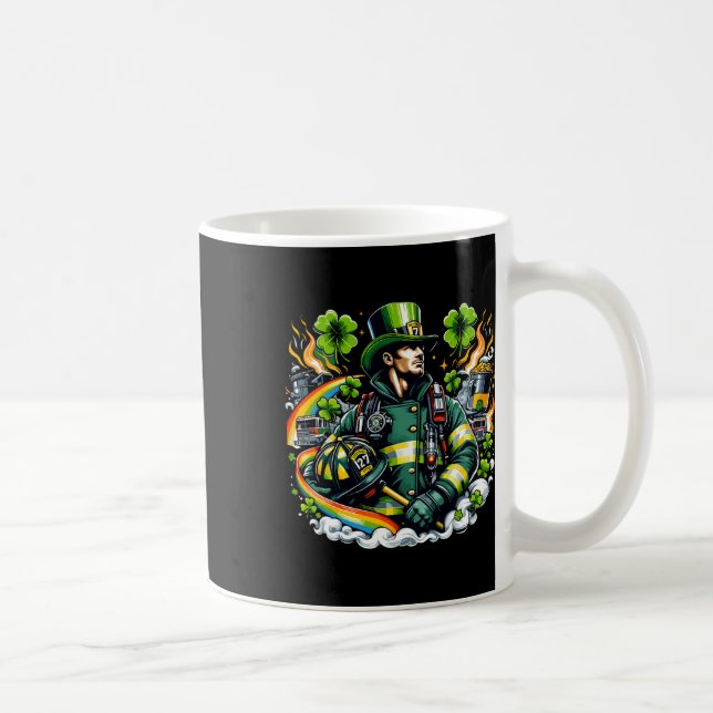 Firefighter St Patricks Day Men Fireman Fire Depar Coffee Mug (Right)