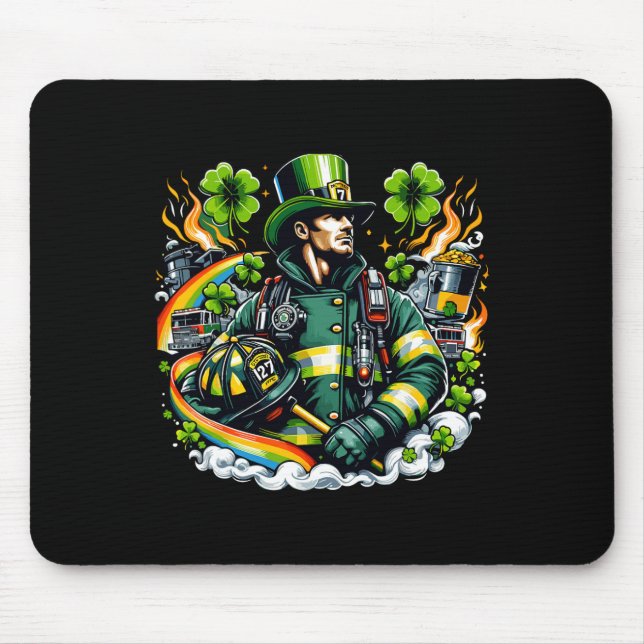 Firefighter St Patricks Day Men Fireman Fire Depar Mouse Pad (Front)