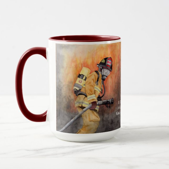 Firefighter Station Number Fireman Custom Text Mug (Left)
