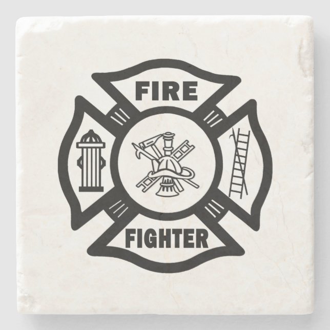 Firefighter Stone Coaster (Front)