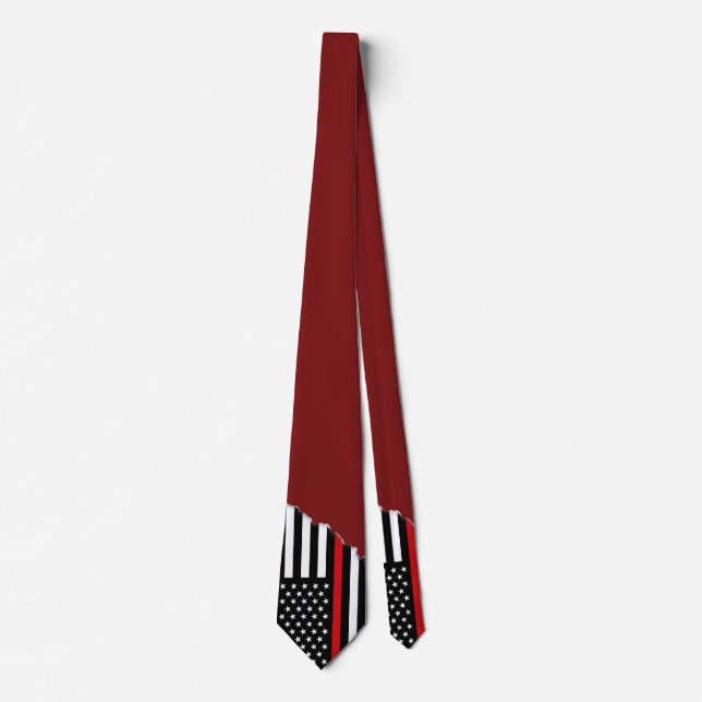 Firefighter Style Flag Maroon | Torn Out Look Tie (Front)