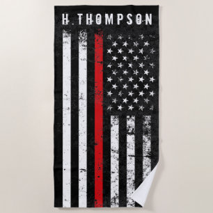 Firefighter Styled American Flag Custom Beach Towel