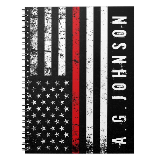 Firefighter Styled Distressed USA Flag Notebook (Front)