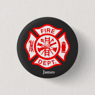 Firefighter Symbol Fireman Logo  3 Cm Round Badge