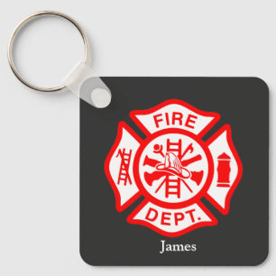 Firefighter Symbol Fireman Logo Custom Name Key Ring
