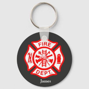 Firefighter Symbol Fireman Logo Custom Name Key Ring
