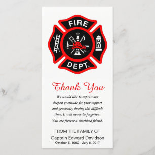 Firefighter Sympathy Thank You Maltese Cross Card