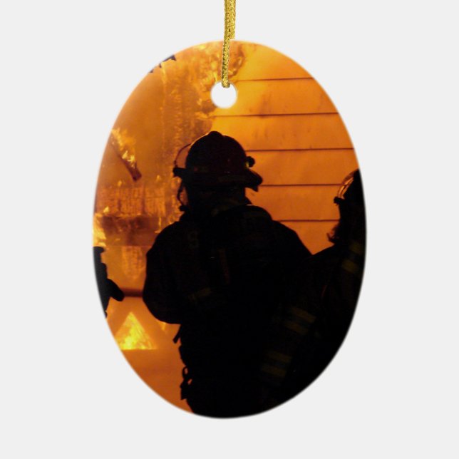 Firefighter Team Ceramic Tree Decoration (Front)