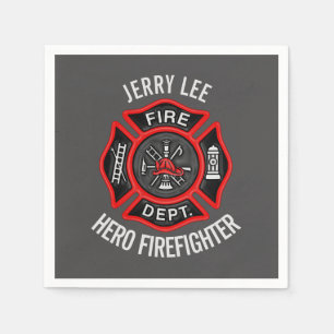 Firefighter Text Name Personalised Napkin