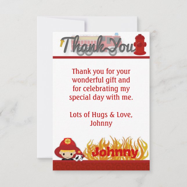 FIREFIGHTER Thank You 3.5"x5" (FLAT style) FF01C Invitation (Front)