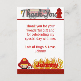 FIREFIGHTER Thank You 3.5"x5" (FLAT style) FF01C Invitation