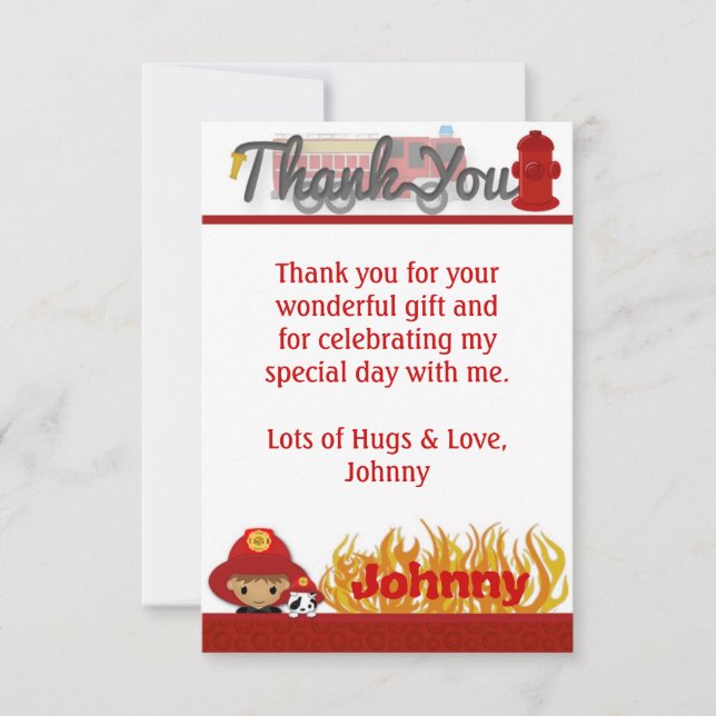 FIREFIGHTER Thank You 3.5"x5" (FLAT style) FF02A Card (Front)