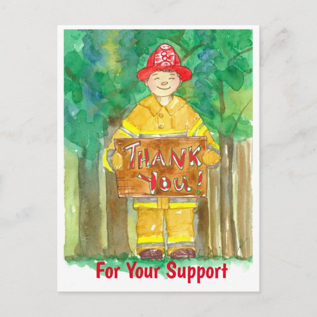 Firefighter Thank You For Your Support Postcard (Front)
