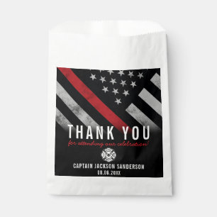 Firefighter Thank You Red Line Flag Retirement Favour Bag