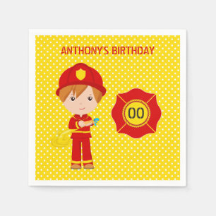 Firefighter themed Birthday Party personalised Napkin