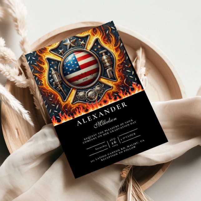 Firefighter Themed Senior Graduation Invitation (Creator Uploaded)