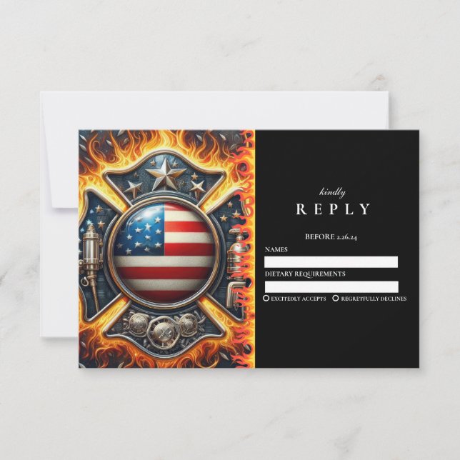 Firefighter Themed Senior Graduation RSVP Card (Front)