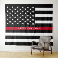 Firefighter Thin Red Line American Flag Monogram