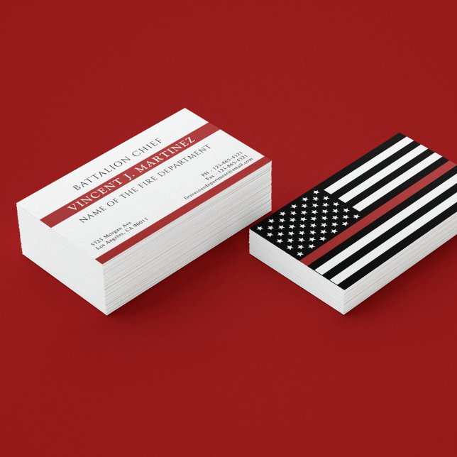 Firefighter Thin Red Line Fire Rescue Department Business Card (Creator Uploaded)