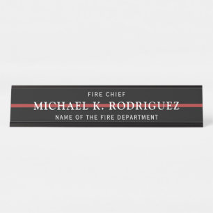 Firefighter Thin Red Line Fire Rescue Department Desk Name Plate