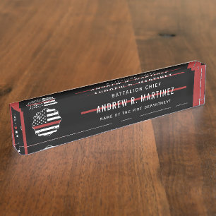 Firefighter Thin Red Line Fire Rescue Department Nameplate