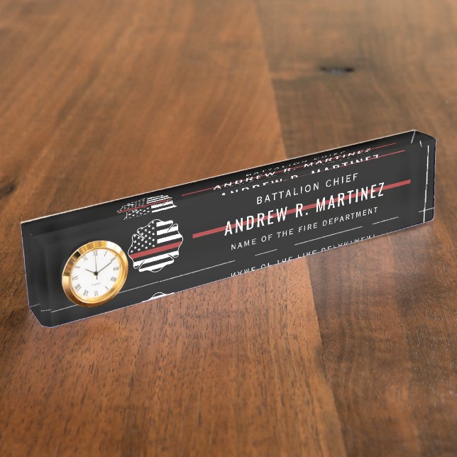 Firefighter Thin Red Line Fire Rescue Department Nameplate (Side)