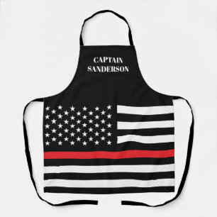 Firefighter Thin Red Line Flag American Fireman Apron