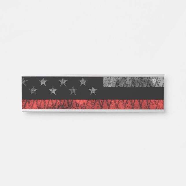 Firefighter Thin Red Line Flag Door Sign (Front)