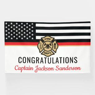 Firefighter Thin Red Line Flag Retirement Party Banner