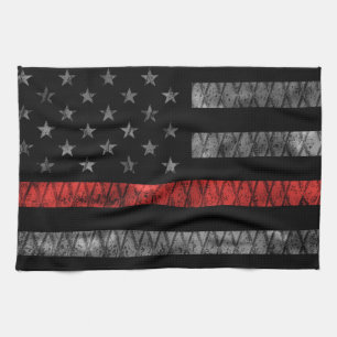 Firefighter Thin Red Line Flag Tea Towel