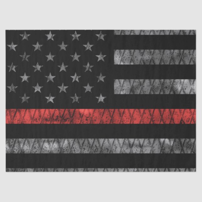Firefighter Thin Red Line Flag Tissue Paper (Front)