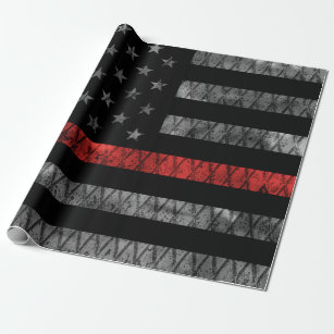 Firefighter Thin Red Line Flag Wrapping Paper