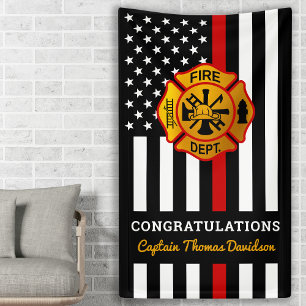 Firefighter Thin Red Line Maltese Cross Retirement Banner