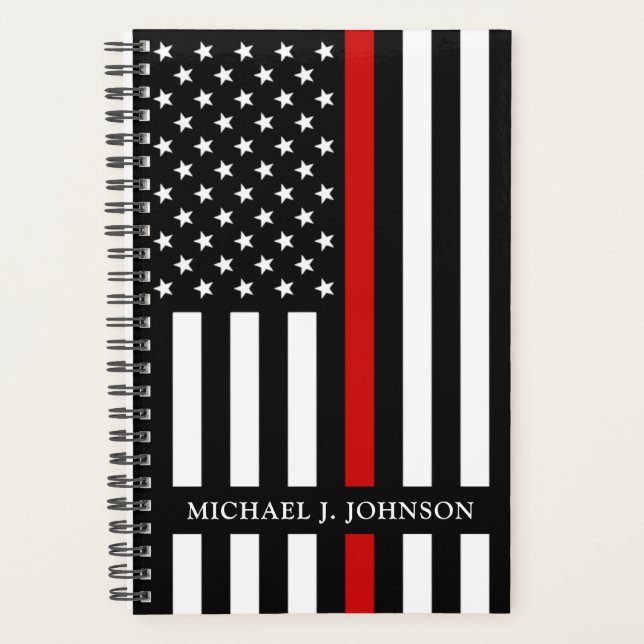 Firefighter Thin Red Line Personalised Name Planner (Front)