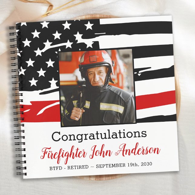 Firefighter Thin Red Line Photo Retirement Guest Notebook (Creator Uploaded)